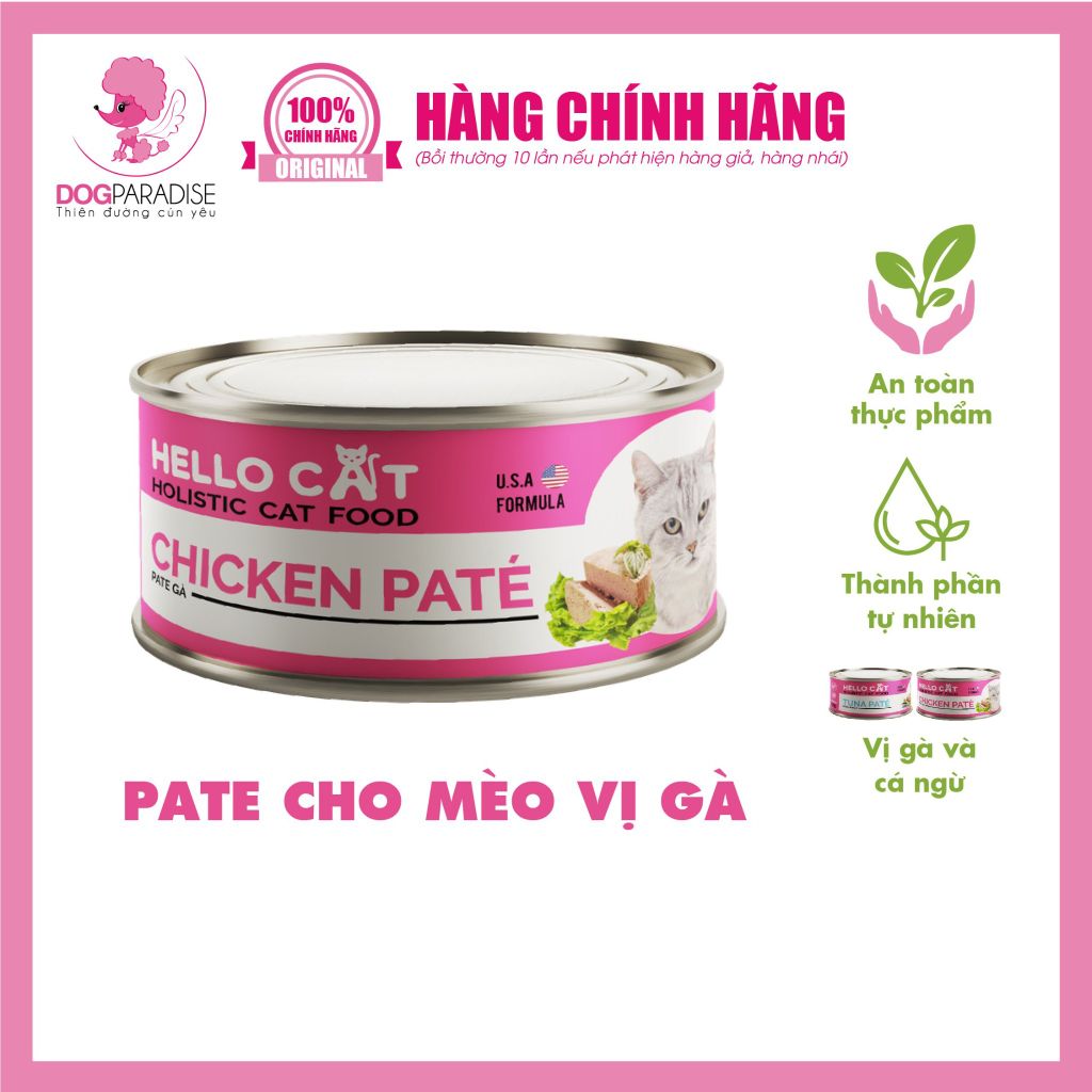 Pate tươi cho mèo mọi lứa tuổi vị Gà 190g x 48 HELLO CAT