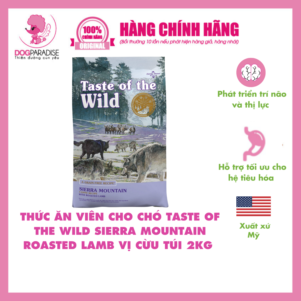 Thức ăn viên Tow cho chó vị Thịt cừu nướng 500g Sierra Mountain TASTE OF THE WILD