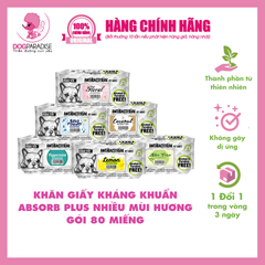 Khăn Ướt Kháng Khuẩn, Tắm Khô Cho Chó Absorb Plus - 15x20cm - 80 miếng
