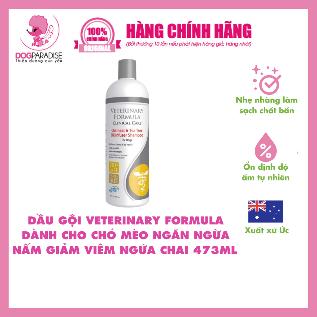 Dầu tắm ngăn ngừa nấm, kháng khuẩn cho chó mèo Cam | Veterinary Formula