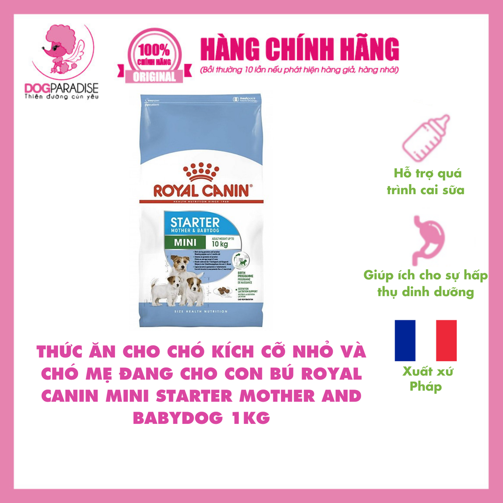 Thức ăn chó Royal Canin Mini Starter Mother & BabyDog 1kg - Chó mẹ mang thai & chó con- RC160020