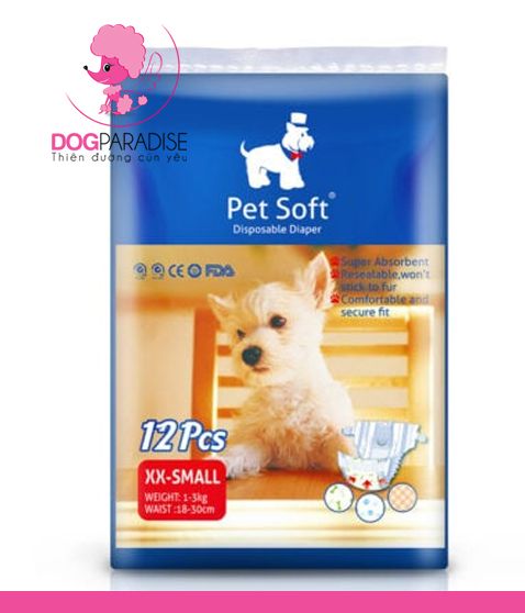 Tã lót cho chó cái size XX-SMALL 1-3KG 12 MIẾNG - PET SOFT