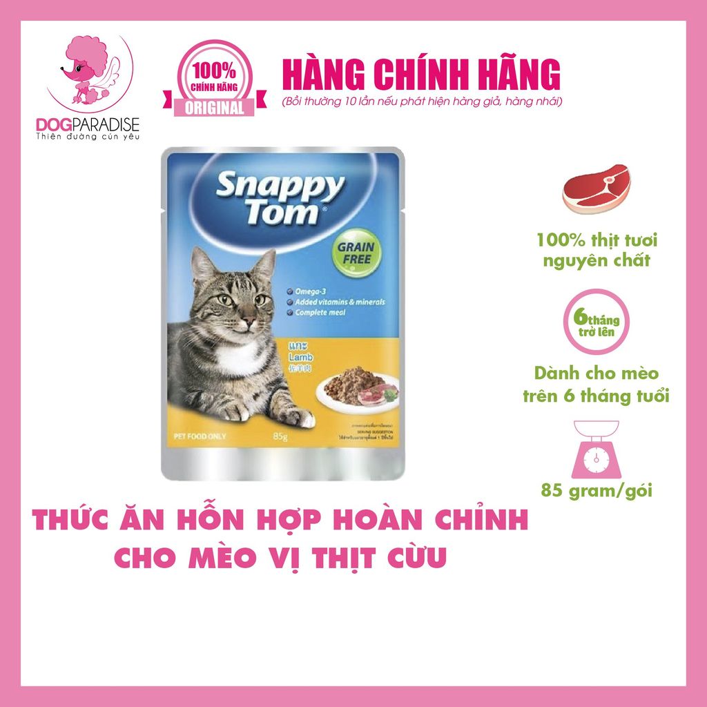 Pate gói cho mèo Snappy Tom 85g nhiều vị