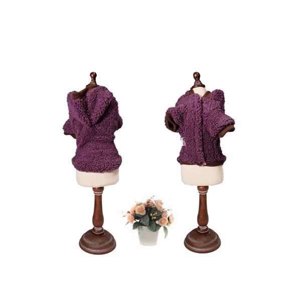 Bộ Sưu Tập Đông 2018 - Áo Len Tím Viền Nâu Có Nón