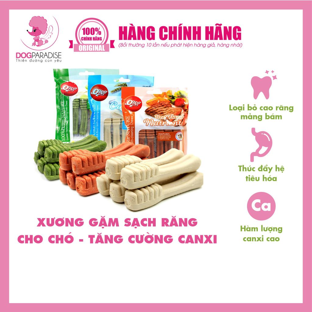 Xương gặm sạch răng hình bàn chải vị bạc hà cho chó Orgo Breath Freshening Peppermint