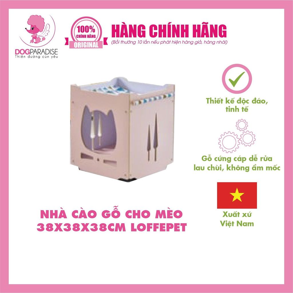 Nhà cào gỗ cho mèo 38x38x38cm | Loffepet