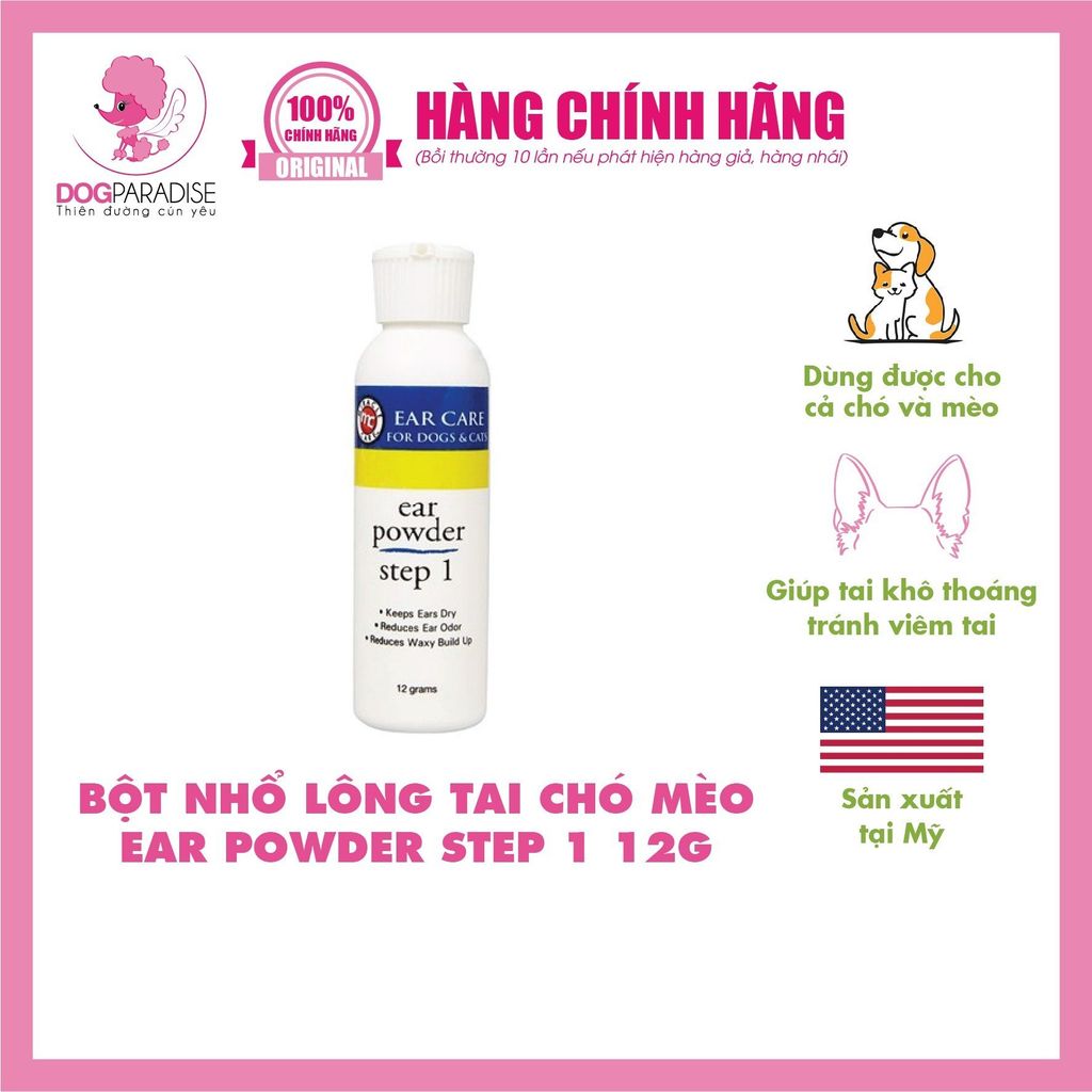 Bột nhổ lông tai chó mèo Ear Powder Step 1 12g | Miracle Care USA