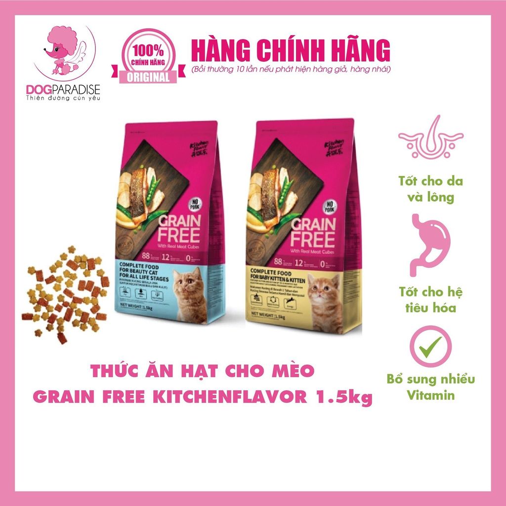 Thức ăn hạt hoàn chỉnh cho mèo nhỏ - không chứa ngũ cốc GRAIN FREE KitchenFlavor