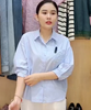 A489- Áo Sơ Mi Thêu Hoa Trà