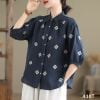 A107-Áo Linen Cổ Ren Tay Lỡ