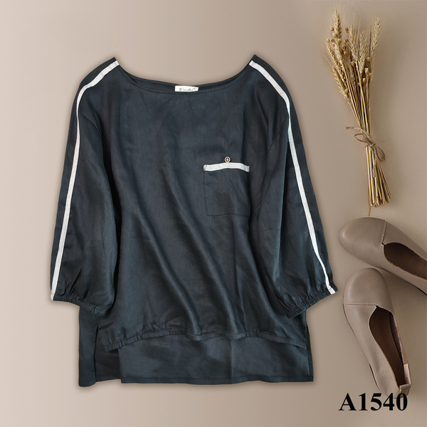  A1540-Áo Linen Dài Tay Xẻ Tà 