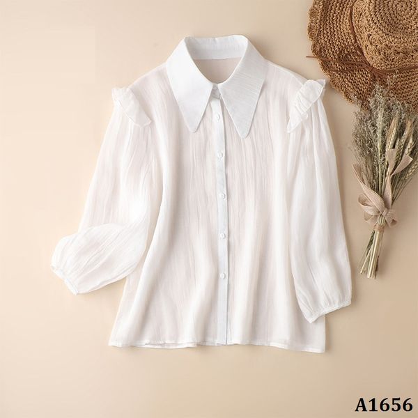  A1656-Áo Sơ Mi Linen Cổ Điển Vai Bèo 