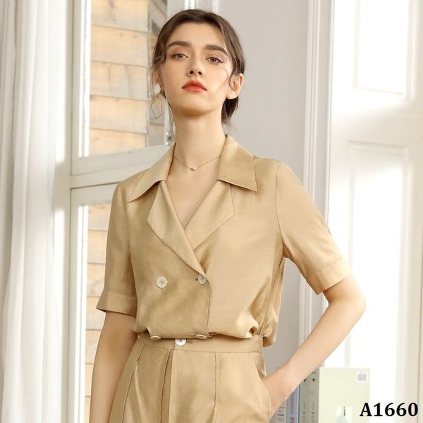  A1660-Áo Sơ Mi Cổ Vest Lụa Tencel Trẻ Trung 