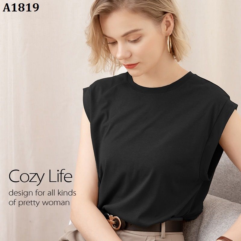  A1819-KS127A-Áo Thun Cổ Tròn Ngắn Tay Rộng Rãi 