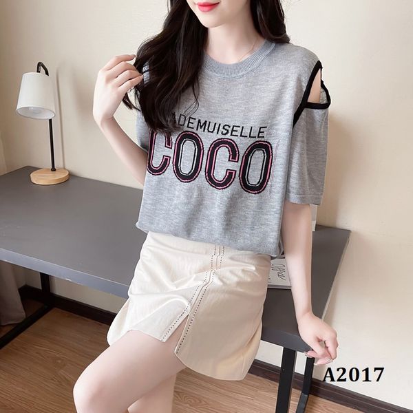  A2017-Áo Thun COCO Lệch Vai 