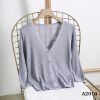 A2018-Áo Khoác Len Dệt Kim Cardigan Cổ Tim Hàn Quốc