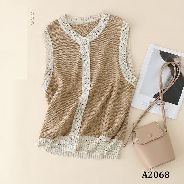  A2068-Áo Vest Gile Dệt Kim Viền Ren 