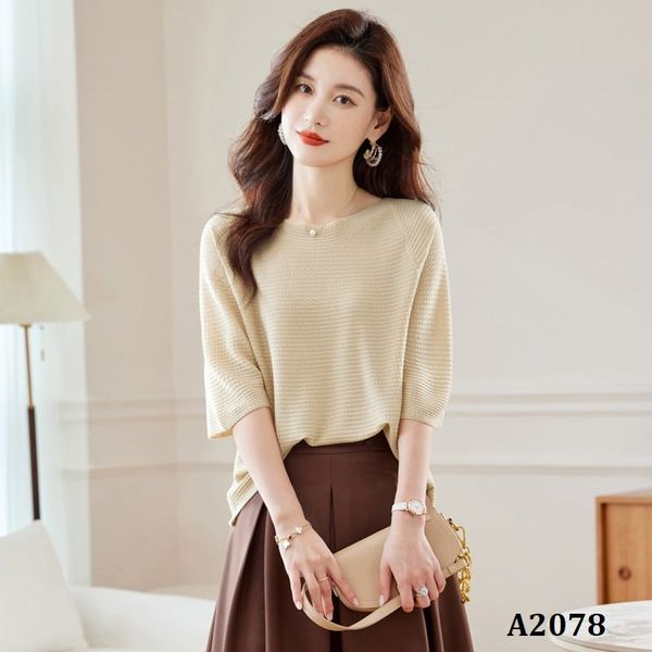  A2078-Áo Len Lụa Dệt Kim Vân Nổi 