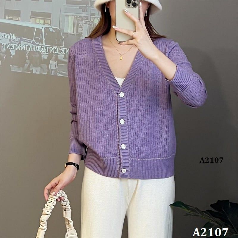  A2107-Áo Len Khoác Cardigan Cổ V 