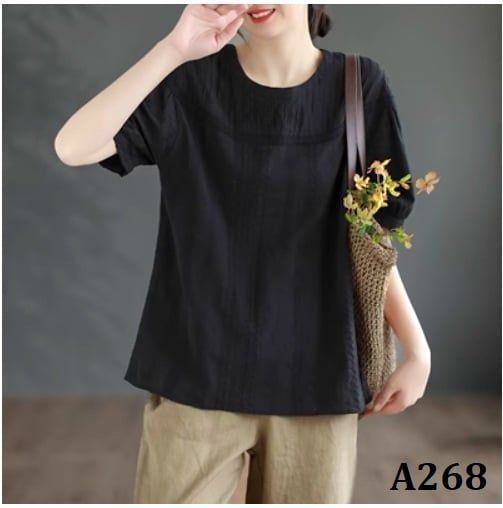  A268-Áo Cotton Xếp Ly Viền Ren 