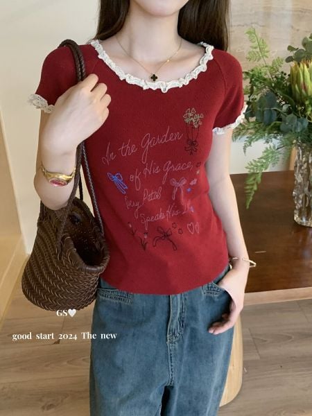  A401-Áo Len Lụa Băng Cổ Viền Họa Tiết Cổ Điển Kiểu Pháp 