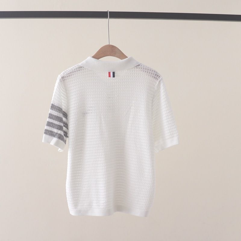  A408-Áo Thun Len Cún Cưng Dệt Vuông Sọc Tay 