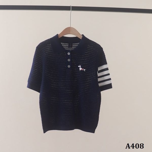  A408-Áo Thun Len Cún Cưng Dệt Vuông Sọc Tay 