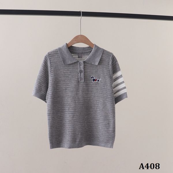  A408-Áo Thun Len Cún Cưng Dệt Vuông Sọc Tay 