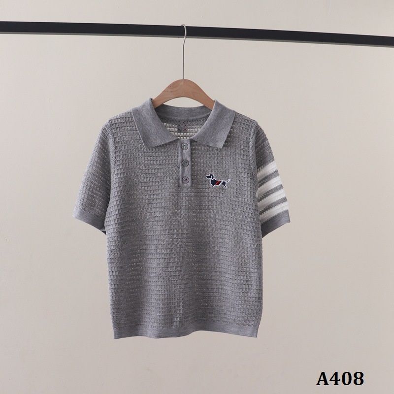  A408-Áo Thun Len Cún Cưng Dệt Vuông Sọc Tay 