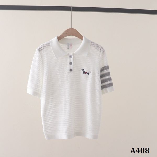  A408-Áo Thun Len Cún Cưng Dệt Vuông Sọc Tay 