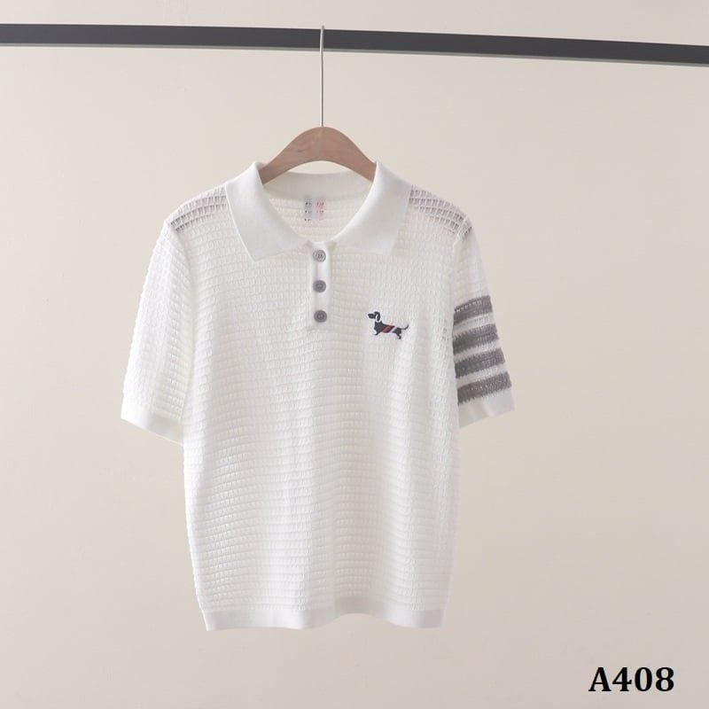  A408-Áo Thun Len Cún Cưng Dệt Vuông Sọc Tay 