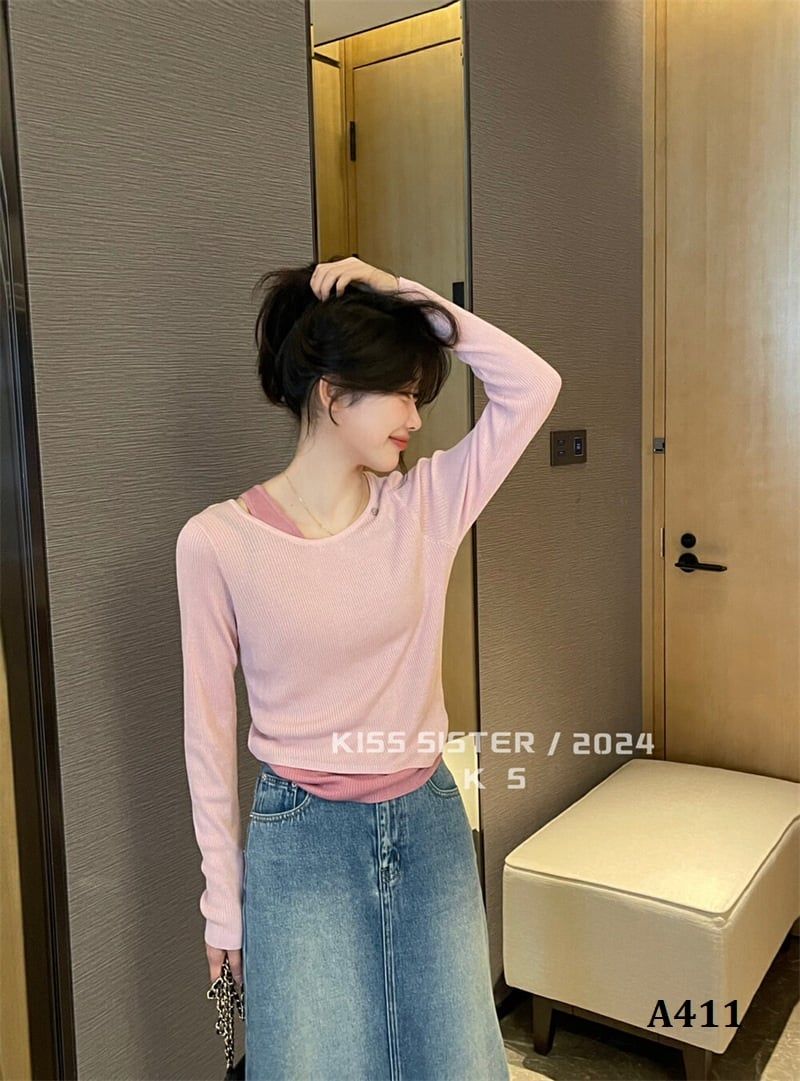  A411-Áo Len Lụa Dài Tay Hai Áo 