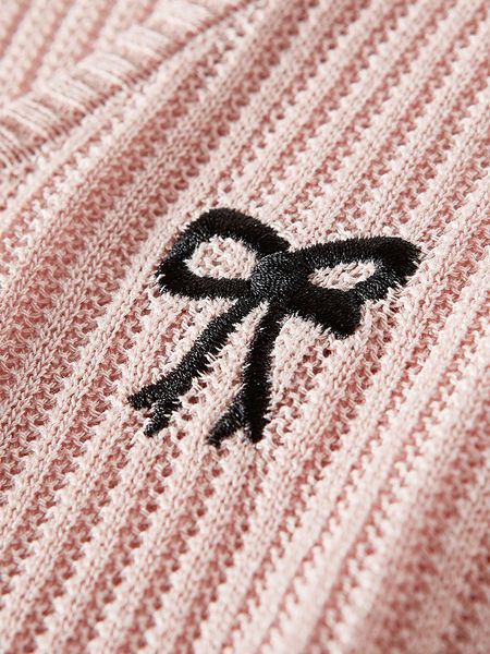  A426-Áo Len Lụa Băng Thêu Nơ Rút Dây 