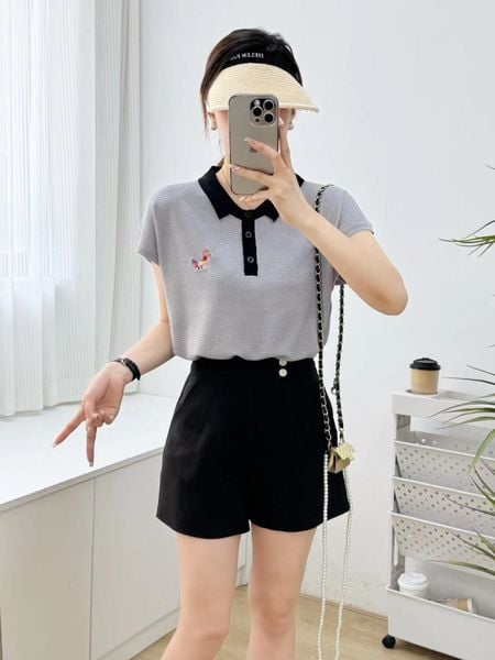  A431-Áo Len Lụa Cổ Vuông Thêu Ngựa 