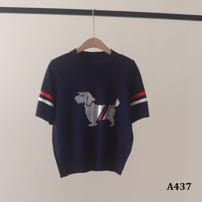  A437-Áo Thun Len Đính Hạt Hình Cún Cưng 