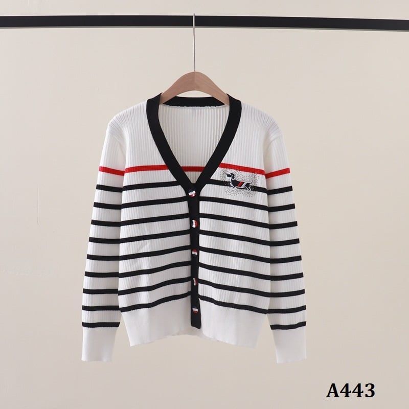  A443-Áo Khoác Len Kẻ Sọc Dài Tay Cún Cưng 