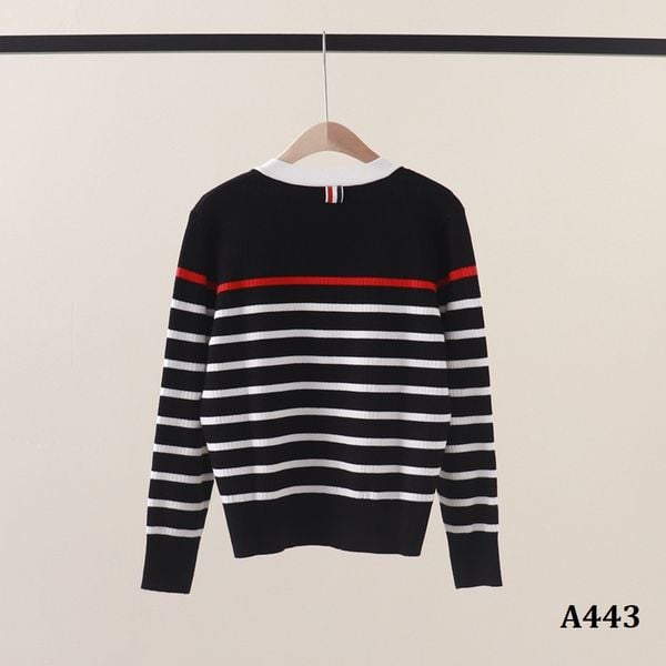  A443-Áo Khoác Len Kẻ Sọc Dài Tay Cún Cưng 