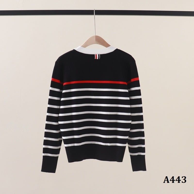  A443-Áo Khoác Len Kẻ Sọc Dài Tay Cún Cưng 