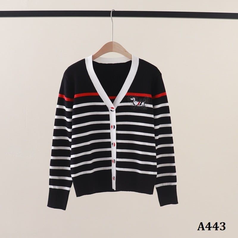  A443-Áo Khoác Len Kẻ Sọc Dài Tay Cún Cưng 
