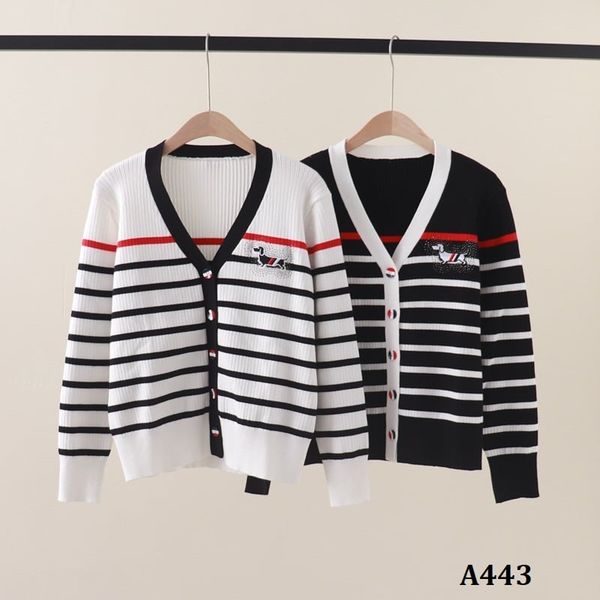  A443-Áo Khoác Len Kẻ Sọc Dài Tay Cún Cưng 