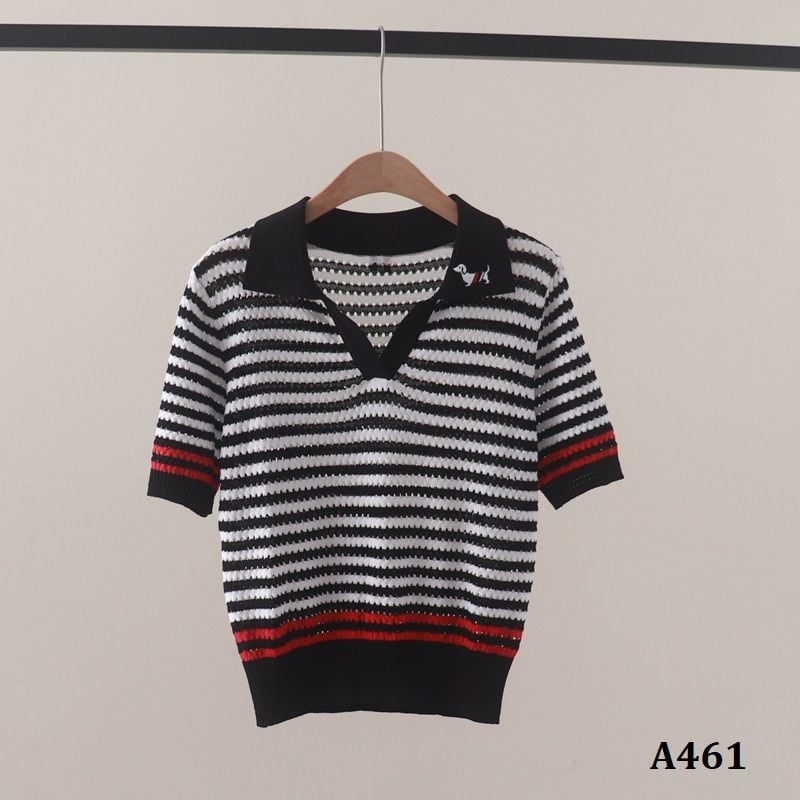  A461-Áo Len Cún Cưng Có Cổ Dệt Chéo 