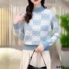 A493-Áo Len Dài Tay Cổ Lở Hoa Văn Ô Vuông