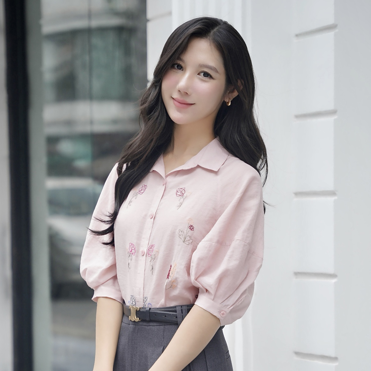  A506- Áo Sơ Mi Tencel Tay Raplan Thêu Hoa 