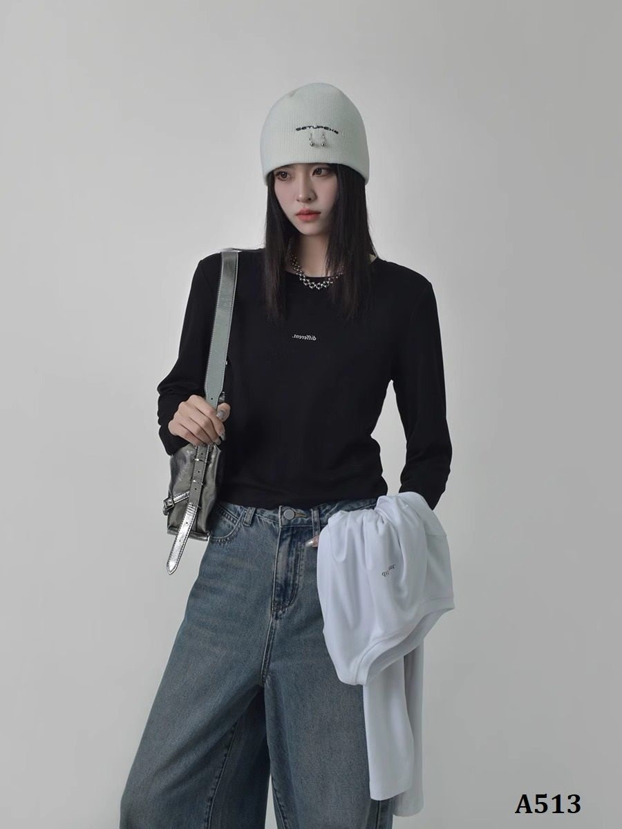  A513-Áo Thun Lụa Dài Tay Different Ngược 