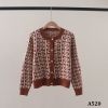 A520-Áo Len Dệt Kim Nữ Dài Tay Retro Nút Kiểu