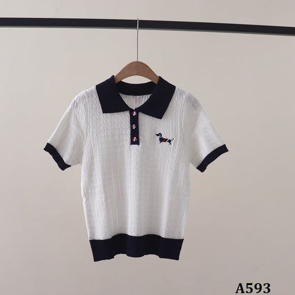  A593-Áo Len Cún Cưng Cổ Polo Phối Màu Sợi Xoắn 
