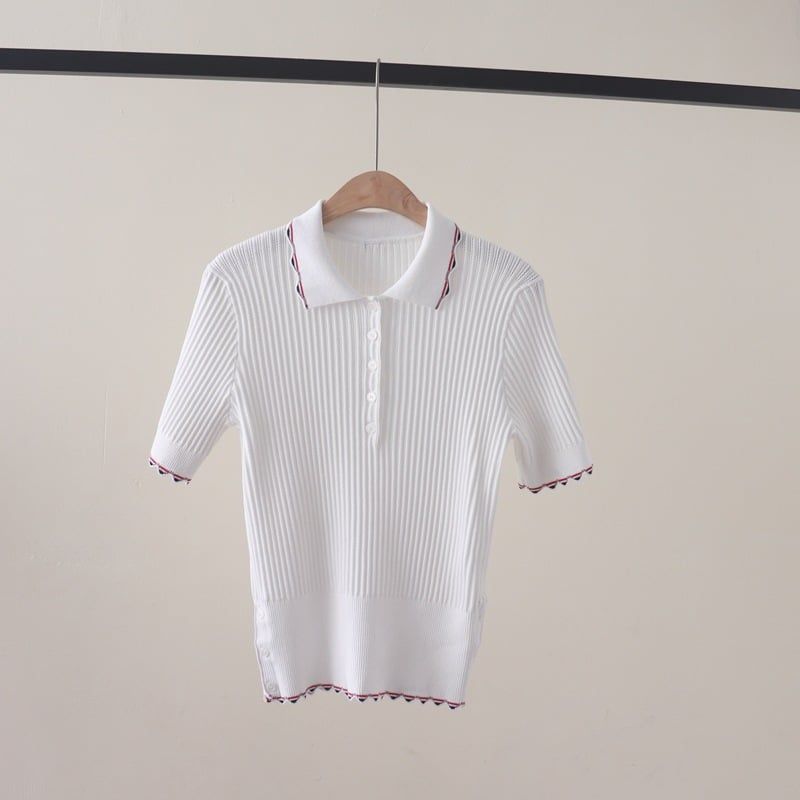  A615-Áo Len Dệt Kim Dệt Sọc Chạy Viền Có Cổ 