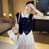 A663-Áo Len Lụa Băng Cổ Bẻ Viền Sọc