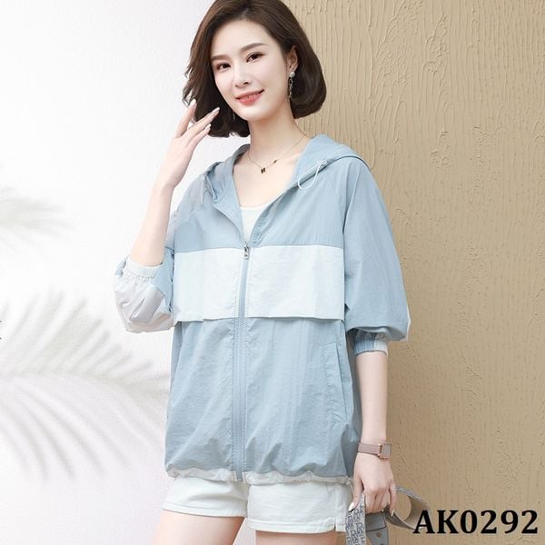  AK0292-Áo Khoác Chống Nắng Dáng rộng Phối Màu 