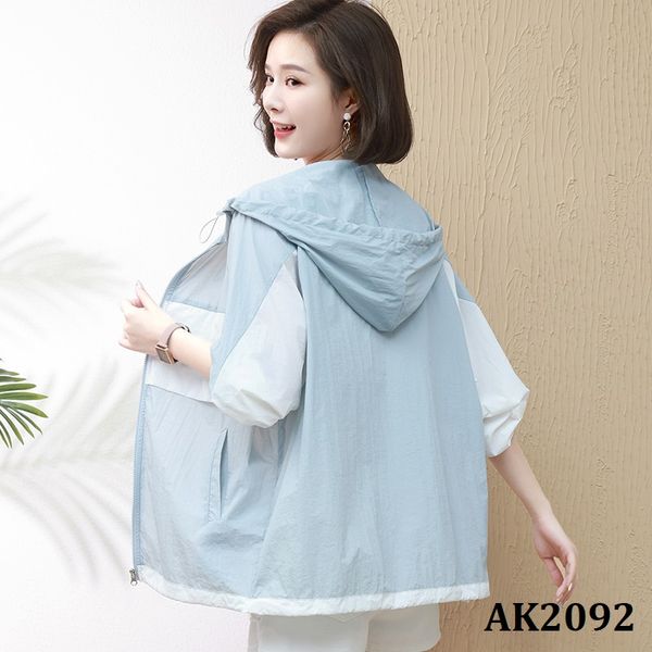  AK0292-Áo Khoác Chống Nắng Dáng rộng Phối Màu 